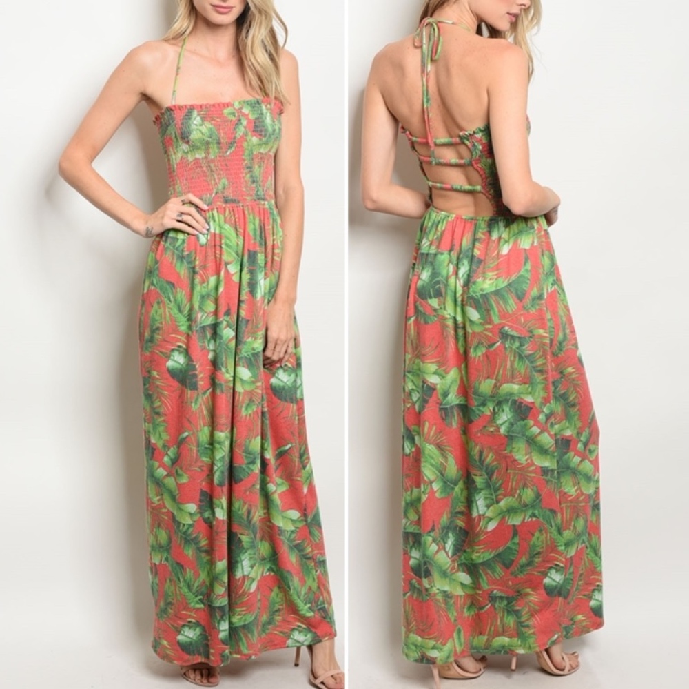 GIRLY & FLIRTY UNIQUE TROPICAL MAXI DRESS - Picture 1 of 4